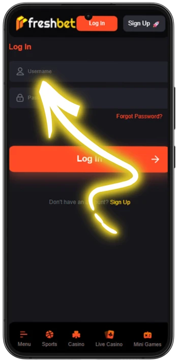 Freshbet enter username