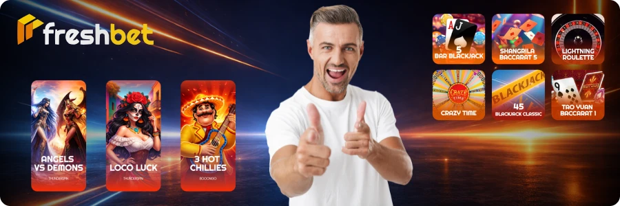 Freshbet casino lobby features
